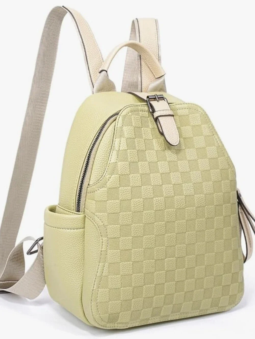 Cute And Elegant PU Leather Backpack Plaid Backpack for Women